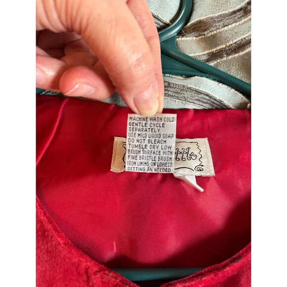 Live A Little Washable Suede Jacket Red Medium Button Front Lining Long Sleeves - Picture 6 of 6